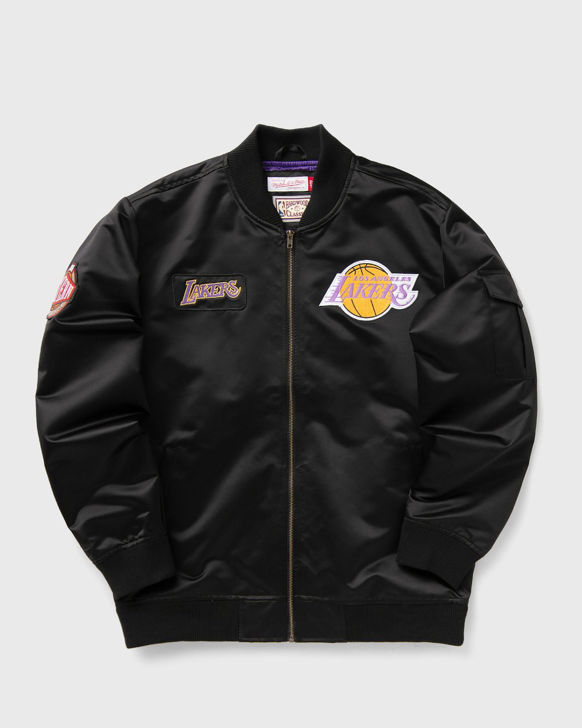 NBA TEAM LEADER SATIN BOMBER JACKET VINTAGE LOGO LOS ANGELES LAKERS